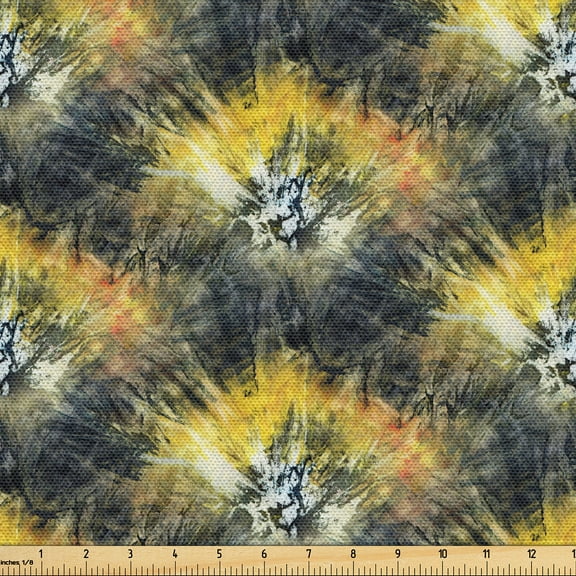Ambesonne Floral Fabric by the Yard Upholstery, Abstract Blossom Art Pattern, 10 Yards, Pale Earth Yellow