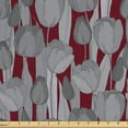 thumbnail image 1 of Ambesonne Floral Fabric by the Yard, Achromatic Tulips Romantic, 1 Yard, Burgundy and Grey, 1 of 5