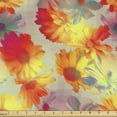 thumbnail image 1 of Ambesonne Floral Fabric by the Yard Upholstery, Art Watercolor Aster Flowers, 3 Yards, Orange Pale Khaki and Rose, 1 of 5