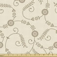 thumbnail image 1 of Ambesonne Floral Fabric by the Yard Upholstery, Blossom Silhouettes Creamy, 10 Yards, Champagne Dark Tan, 1 of 5