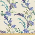 thumbnail image 1 of Ambesonne Floral Fabric by the Yard Upholstery, Eustoma Flowers Vintage Art, 3 Yards, Pale Purple and Reseda Green, 1 of 1