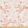 thumbnail image 1 of Ambesonne Floral Fabric by the Yard Upholstery, Flourishing Flowers Spring, 3 Yards, Salmon Rose and Off White, 1 of 5
