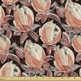 thumbnail image 1 of Ambesonne Floral Fabric by the Yard Upholstery, Flower Leaf Spring Jungle, 3 Yards, Warm Taupe and Dark Green, 1 of 1