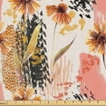 thumbnail image 1 of Ambesonne Floral Fabric by the Yard Upholstery, Flowers Brush Strokes Grunge, 3 Yards, Coral Pale Camel and Blush, 1 of 1