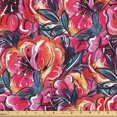 thumbnail image 1 of Ambesonne Floral Fabric by the Yard Upholstery, Flowers Garden Botanical, 10 Yards, Dark Coral Indigo and Quartz, 1 of 5