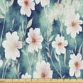 thumbnail image 1 of Ambesonne Floral Fabric by the Yard, Flowers Summer Garden Print, 10 Yards, Vermilion Teal Off White, 1 of 5