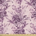 thumbnail image 1 of Ambesonne Floral Fabric by the Yard Upholstery, Hydrangeas and Roses Retro, 10 Yards, Pale Purple and Soft Pink, 1 of 5