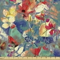 thumbnail image 1 of Ambesonne Floral Fabric by the Yard Upholstery, Jumble Wild Flowers Pattern, 1 Yard, Violet Blue Teal and Orange, 1 of 5