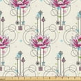 thumbnail image 1 of Ambesonne Floral Fabric by the Yard Upholstery, Lotus Flowers Watercolor Art, 2 Yards, Hot Pink and Pale Blue, 1 of 5