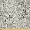 thumbnail image 1 of Ambesonne Floral Fabric by the Yard Microfiber, Abstract Monochrome Flowers, 2 Yards, Dark Sepia Eggshell, 1 of 2