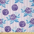thumbnail image 1 of Ambesonne Floral Fabric by the Yard Microfiber, Abstract Roses on Stripes, 10 Yards, Pale Pink Sky Blue, 1 of 2