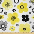 thumbnail image 1 of Ambesonne Floral Fabric by the Yard Microfiber, Bicolour Spring Flowers, 2 Yards, Yellow Indigo, 1 of 2