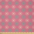 thumbnail image 1 of Ambesonne Floral Fabric by the Yard Microfiber, Big Small Flower Motifs, 5 Yards, Pink Teal White, 1 of 1