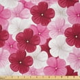 thumbnail image 1 of Ambesonne Floral Fabric by the Yard Microfiber, Blossom Common Mallow Flower, 5 Yards, Pink Raspberry White, 1 of 1