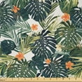 thumbnail image 1 of Ambesonne Floral Fabric by the Yard Microfiber, Botanic Tropic Leaves, 1 Yard, Green and White, 1 of 2