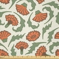 thumbnail image 1 of Ambesonne Floral Fabric by the Yard Microfiber, Carnations Curlicue Leaves, 3 Yards, Cream Multicolor, 1 of 4