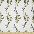 thumbnail image 1 of Ambesonne Floral Fabric by the Yard Microfiber, Continuous Leaves Plain Back, 1 Yard, Army Green White and Fawn, 1 of 2