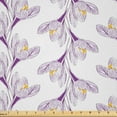 thumbnail image 1 of Ambesonne Floral Fabric by the Yard Microfiber, Crocus Flower Sketch Art, 2 Yards, Eggplant Mustard White, 1 of 2