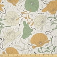 thumbnail image 1 of Ambesonne Floral Fabric by the Yard Microfiber, Curlicue Graceful Flowers, 10 Yards, Reseda Green Dark Peach, 1 of 4