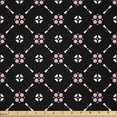 thumbnail image 1 of Ambesonne Floral Fabric by the Yard Microfiber, Dots Lines in Flowers Shapes, 2 Yards, Pale Pink and Charcoal Grey, 1 of 2