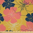thumbnail image 1 of Ambesonne Floral Fabric by the Yard Microfiber, Flower Drawings Vintage Art, 1 Yard, Earth Yellow and Night Blue, 1 of 2