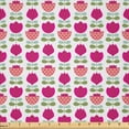 thumbnail image 1 of Ambesonne Floral Fabric by the Yard Microfiber, Flower Leaf Scandinavian Art, 5 Yards, Magenta Pale Olive Green, 1 of 2