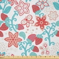 thumbnail image 1 of Ambesonne Floral Fabric by the Yard Microfiber, Flowers Berries, 10 Yards, Dark Coral Aqua, 1 of 2