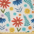 thumbnail image 1 of Ambesonne Floral Fabric by the Yard Microfiber, Flowers Leaves on Plain Back, 1 Yard, Dark Yellow and Turquoise, 1 of 1