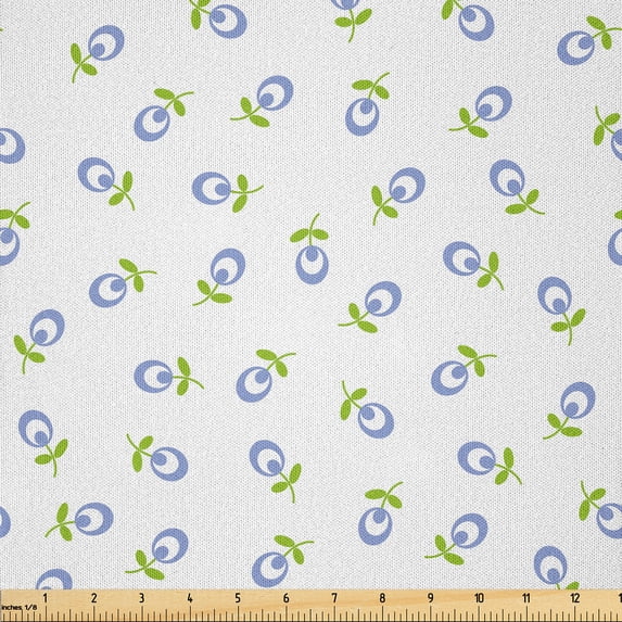 Ambesonne Floral Fabric by the Yard Microfiber, Green Leaves Vintage, 1 Yard, Green Violet Blue White