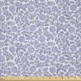 thumbnail image 1 of Ambesonne Floral Fabric by the Yard Microfiber, Japanese Bluebell Motif, 1 Yard, Dark Blue Muave White, 1 of 2