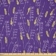 thumbnail image 1 of Ambesonne Floral Fabric by the Yard Microfiber, Lavender Flowers Leaves Art, 5 Yards, Violet and Pastel Yellow, 1 of 2