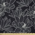 thumbnail image 1 of Ambesonne Floral Fabric by the Yard Microfiber, Lotus Flower Drawing, 2 Yards, Charcoal Grey Coconut, 1 of 2