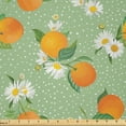 thumbnail image 1 of Ambesonne Floral Fabric by the Yard Microfiber, Oranges Chamomiles Dots Art, 10 Yards, Earth Yellow and Pale Green, 1 of 2