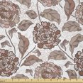 thumbnail image 1 of Ambesonne Floral Fabric by the Yard Microfiber, Ornamental Foliage Motif, 5 Yards, Warm Taupe Umber Blush, 1 of 2