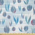 thumbnail image 1 of Ambesonne Floral Fabric by the Yard Microfiber, Painting Effect Tulips, 10 Yards, Blue, 1 of 1