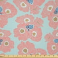 thumbnail image 1 of Ambesonne Floral Fabric by the Yard Microfiber, Peony Flowers Fashion Art, 3 Yards, Pale Salmon and Blue, 1 of 2