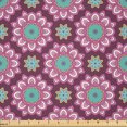 thumbnail image 1 of Ambesonne Floral Fabric by the Yard Microfiber, Psychedelic Trippy Blossom, 10 Yards, Eggplant Cadet Blue, 1 of 2