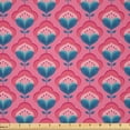 thumbnail image 1 of Ambesonne Floral Fabric by the Yard Microfiber, Retro 70's Look Blush Flower, 2 Yards, Pastel Pink Sea Blue, 1 of 2