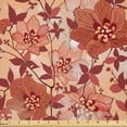 thumbnail image 1 of Ambesonne Floral Fabric by the Yard Microfiber, Retro Blossoming Petals Art, 5 Yards, Burnt Sienna Rust Peach, 1 of 2