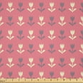 thumbnail image 1 of Ambesonne Floral Fabric by the Yard Microfiber, Romantic Tulip Flowers, 1 Yard, Purple Cream Pale Pink, 1 of 2