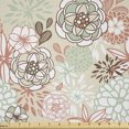 thumbnail image 1 of Ambesonne Floral Fabric by the Yard Microfiber, Romantic Wildflowers, 3 Yards, Pale Green Brown Peach, 1 of 2