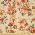 thumbnail image 1 of Ambesonne Floral Fabric by the Yard Microfiber, Rose and Various Flowers, 2 Yards, Burnt Sienna Army Green, 1 of 1