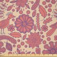 thumbnail image 1 of Ambesonne Floral Fabric by the Yard Microfiber, Scandinavian Pattern Flowers, 3 Yards, Pale Peach Coral, 1 of 2