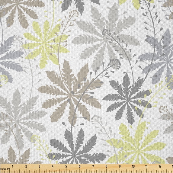 Ambesonne Floral Fabric by the Yard Microfiber, Shepherd's Purse Pattern, 1 Yard, Dust Dimgray