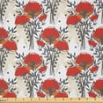 thumbnail image 1 of Ambesonne Floral Fabric by the Yard Microfiber, Sketchy Hand Drawn Poppies, 10 Yards, Vermillion and Dark Taupe, 1 of 2