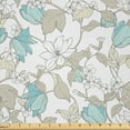 thumbnail image 1 of Ambesonne Floral Fabric by the Yard Microfiber, Spring Blossoms Soft Tones, 5 Yards, Turquoise Grey Yellow, 1 of 2