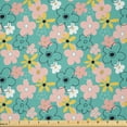 thumbnail image 1 of Ambesonne Floral Fabric by the Yard Microfiber, Spring Daisy and Aster Bloom, 10 Yards, Seafoam Blush Pale Orange, 1 of 2
