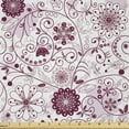 thumbnail image 1 of Ambesonne Floral Fabric by the Yard Microfiber, Vibrant Baroque, 10 Yards, Maroon Rose, 1 of 2