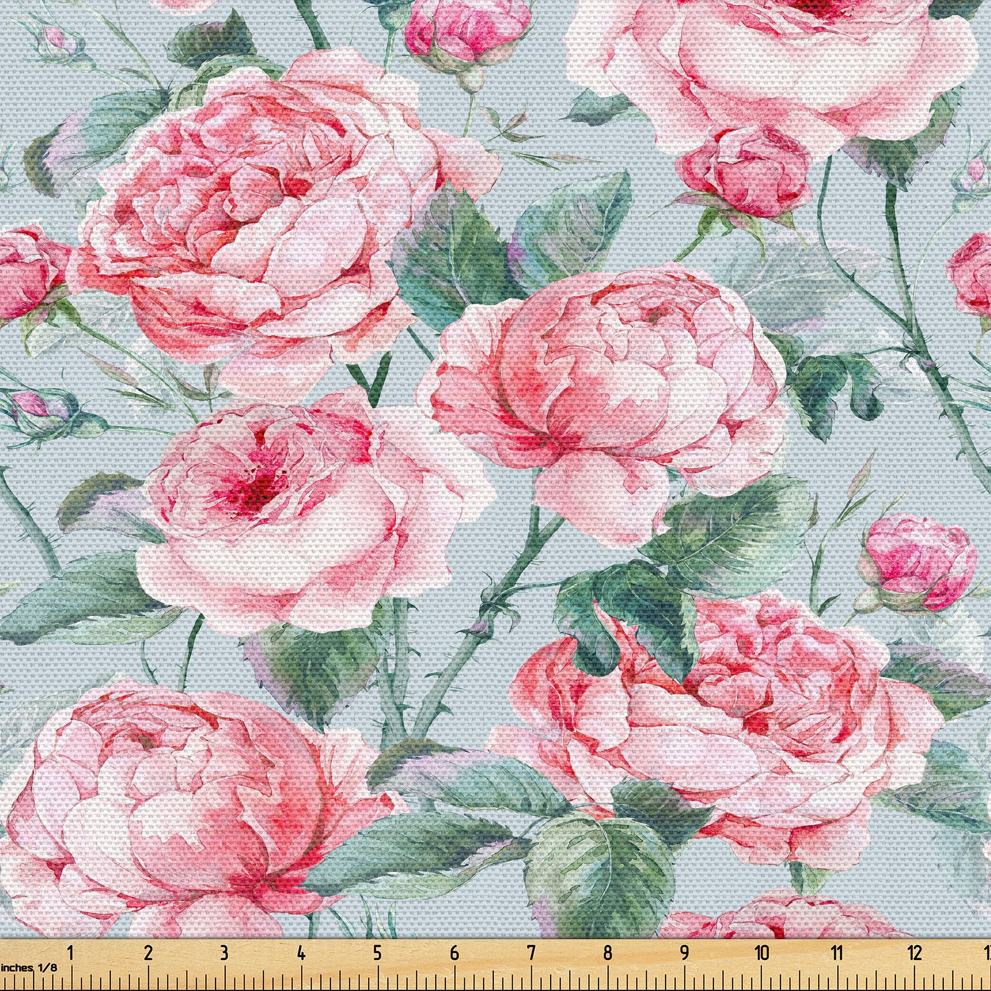 Ambesonne Floral Fabric by the Yard Upholstery, Pastel Pink Peony ...