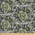 thumbnail image 1 of Ambesonne Floral Fabric by the Yard Upholstery, Peonies Garden Nature Plot, 2 Yards, Olive Green White and Brown, 1 of 1